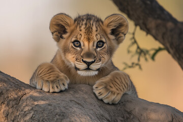 Curious Lion Cub at Play