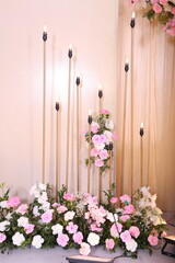 elegent flower decoration in a wedding stage