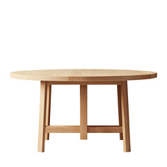 Round wooden table on a white isolate background.