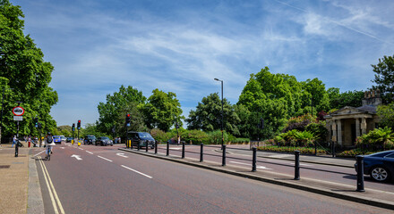 London - 06 16 2022: View of W Carriage Dr in Hyde Park