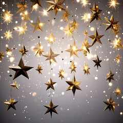 Garland stars light, new year and merry christmas 