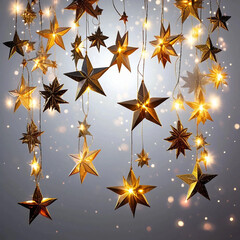 Garland stars light, new year and merry christmas 
