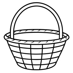 Fototapeta premium empty basket line art isolated on white