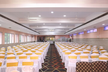 arrangement of chairs in a banquet or wedding hall