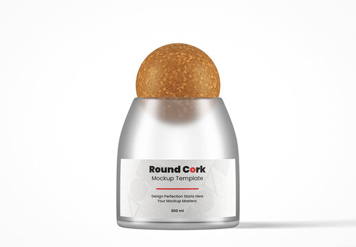 Round Cork Frosted Glass Jar Mockup