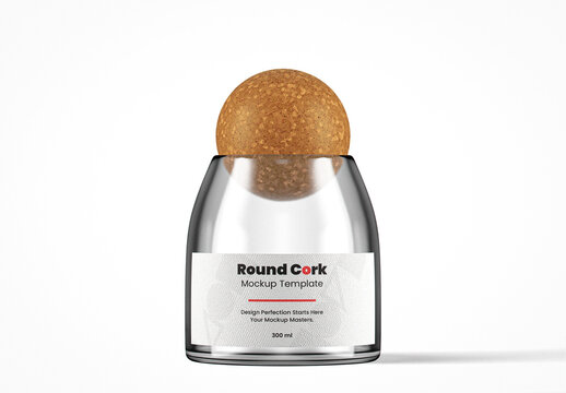 Round Cork Clear Glass Jar Mockup
