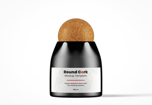 Round Cork Matte Glass Jar Mockup