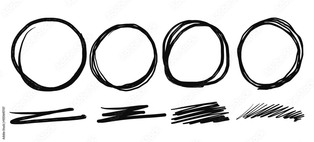 Poster hand drawn scribble line circles. doodle circular for message note mark design element. vector illus