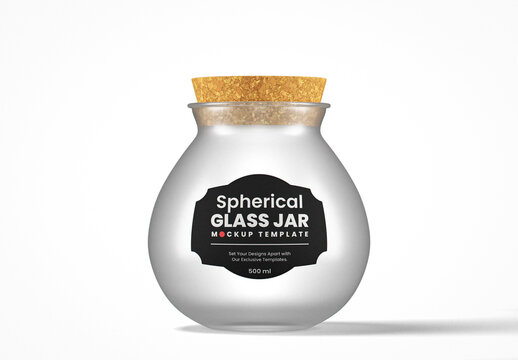 Spherical Small Frosted Glass Jar Mockup