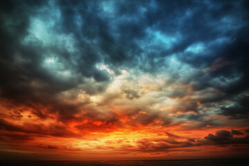 Fototapeta premium Dramatic Sunset Over Ocean Horizon