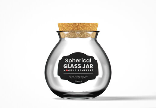 Spherical Small Clear Glass Jar Mockup