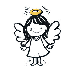 Fototapeta premium Cute angel cartoon illustration.