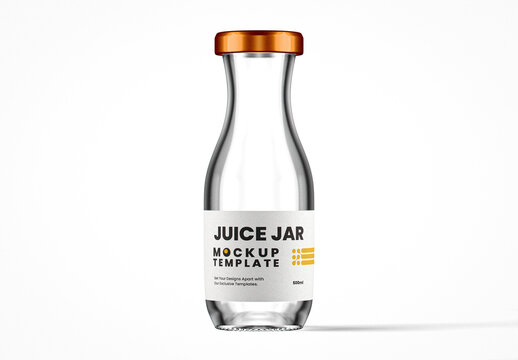 Tall Clear Glass Juice Jar Mockup