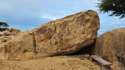 Close up of  massive rocks at Hon Chong cape rock garden by the sea at Nha Trang city, Vietnam.