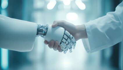 Handshake between a robotic medical professional and a human