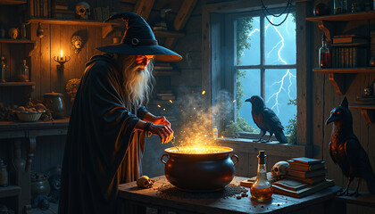 witch cooking potion