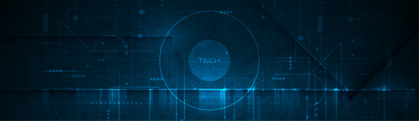 Obraz premium Illustration Abstract circuit board with texture on gradient blue color background. Vector modern graphic design. Digital technology, tech and futuristic concept for template, banner background