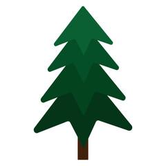 Fototapeta premium Green Christmas tree isolated on transparent and white background. Element close-up for holiday and nature design decoration. Vector illustration. Fir. Spruce. Simple drawing.