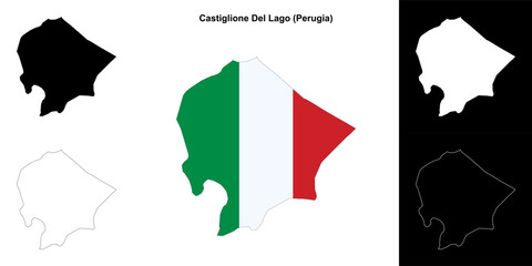 Castiglione Del Lago (Umbria) outline map set