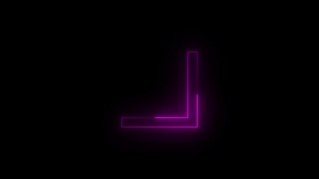 Neon inking caret icon glowing black background animation