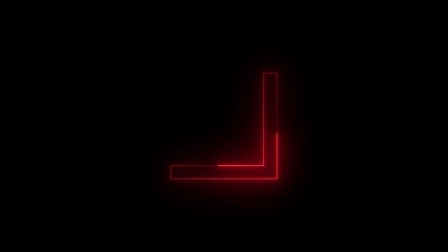 Neon inking caret icon glowing black background animation