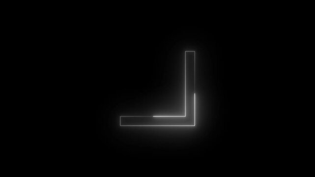 Neon inking caret icon glowing black background animation
