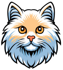 Obraz premium Colored Drawing of Cats Head Isolated on White Background