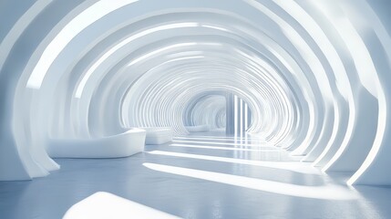 Fototapeta premium White stripe pattern futuristic background. 3d render illustration. architecture modern. Ultra realistic. Photorealistic
