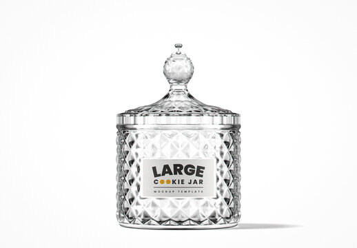 Faceted Clear Glass Cookie Jar Mockup