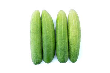 Group of fresh cucumber isolated on white background with clipping path top view flat lay stacking