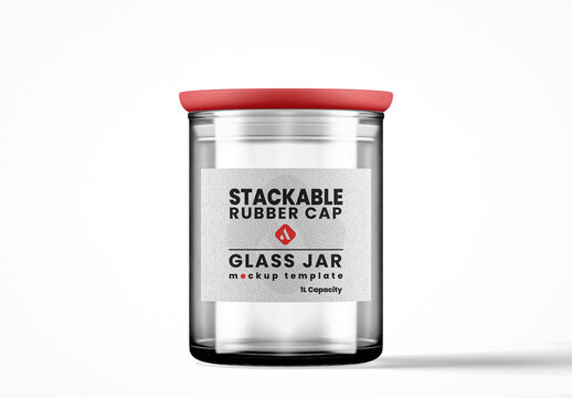 Stackable Clear Glass Jar Mockup