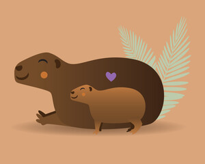 Seamless pattern with capybaras with hearts, flat vector stock illustration with capybaras as abstract Pattern Requests