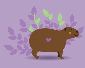 Seamless pattern with capybaras with hearts, flat vector stock illustration with capybaras as abstract Pattern Requests