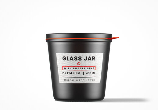 Matte Glass Jar With Rubber Ring Mockup