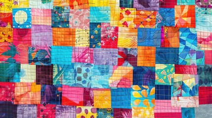 Colorful patchwork quilt as background, closeup of photo
