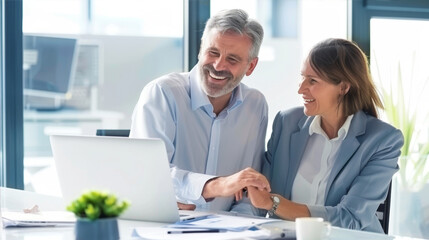 Obraz premium Colleagues working together at the computer 