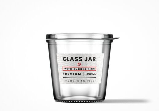 Clear Glass Jar With Rubber Ring Mockup