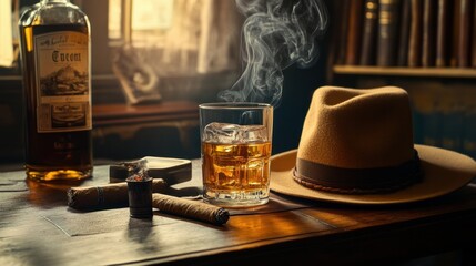 Cigars, rum, and a hat
