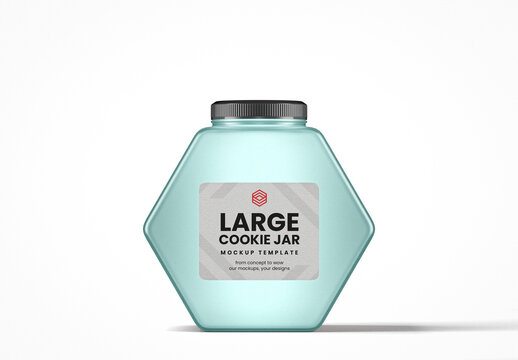 Hexagonal Frosted Glass Cookie Jar Mockup
