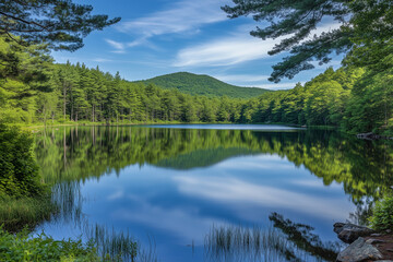 Obraz premium Serene Lake Reflections in Nature