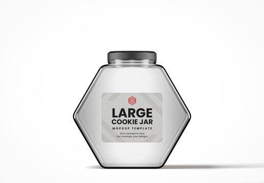 Hexagonal Clear Glass Cookie Jar Mockup