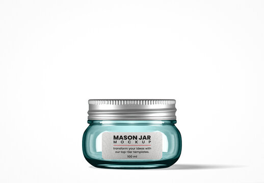 Small Clear Glass Mason Jar Mockup