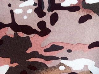 Soldier design from camouflage fabric, military background template close up