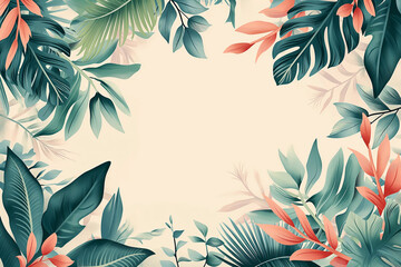 Fototapeta premium Lush tropical foliage framing a vibrant blank canvas for creative inspiration in nature