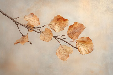 Naklejka premium Golden Autumn Leaves on Branch
