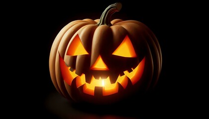 Fototapeta premium Glowing Jack-o'-Lantern with Triangular Features 