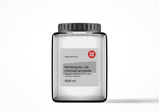 Rectangular Clear Glass Jar Mockup