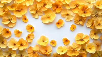 A beautiful arrangement of vibrant yellow flowers on a white background