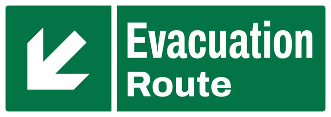 ISO emergency and first aid safety signs text variation_evacuation route_landscape size 1/2 a4,a3,a2,a1