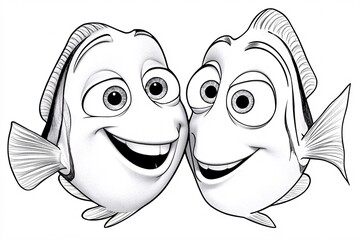 cute and funny coloring pages for kids with smiling fishes